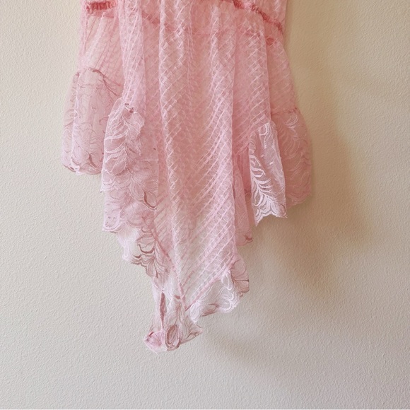 Vintage Glydons nylon baby doll pin up teddy nightie lace light pink size L - Picture 5 of 9
